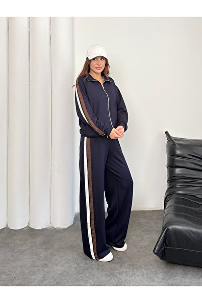OZD Active Kadın Oversize Şerit Detaylı Garnili Modal Eşofman Takım