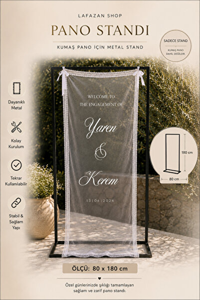 lafazan Metal Stand |Arka Fon Söz Nişan Düğün Doğum Günü Organizasyon Tag (80...