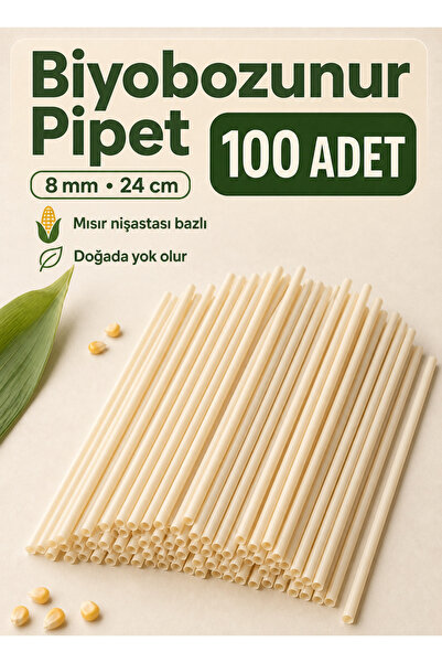 ardin Biodegradable Frozen Straws That Dissolve in Nature – 24 Cm, 8 Mm, Corn...