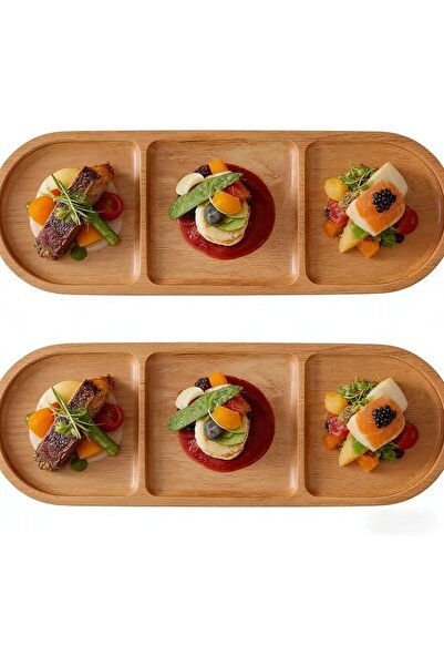 KKAERDIYA Set of 3 Acacia Wood Trays Oval Serving Tray Decorative Platter for...