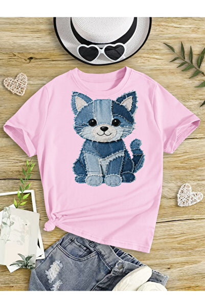 Let's Wear Cat print short sleeve t-shirt