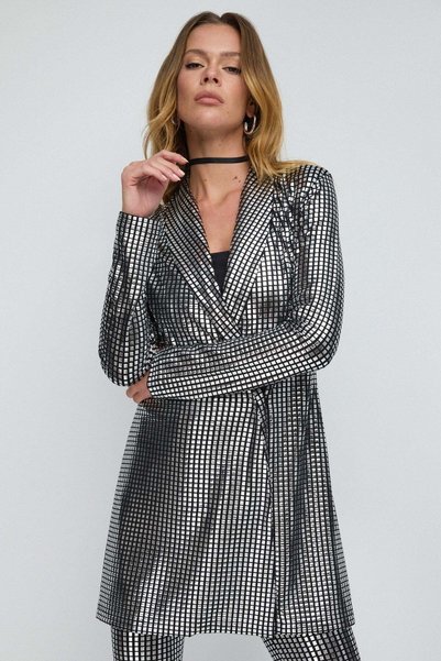 No Matter What Rochie tip jachetă cu imprimeu foil
