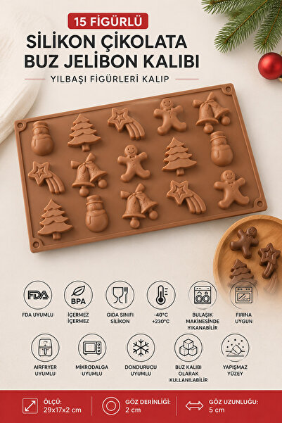 Stork 15-Figured Silicone Christmas Chocolate Mold – Ice, Jelly, Candy, and M...