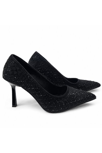 Luxe Heel Ayağınıza Değer Katan Adımlar Kadın Siyah Süet Taşlı Stiletto Sivri...