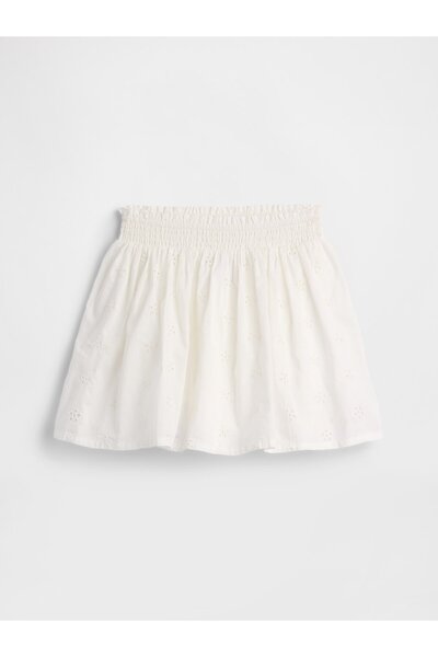 GAP Kız Çocuk Beyaz Pull-On Smocked Etek