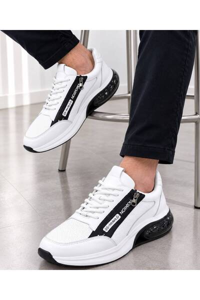 PAPUCUMUN DÜNYASI Men's Genuine Leather Air Sole Zippered Snekaer