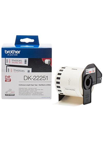 Brother Rolă de hârtie continuă DK-22251 - Negru și roșu pe alb