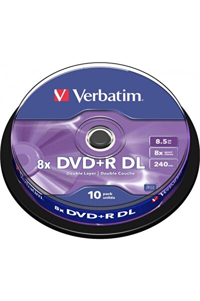 Verbatim DVD+R 8.5GB, 240 minute, viteză 8x, 10 bucăți, Double Layer, spindle...