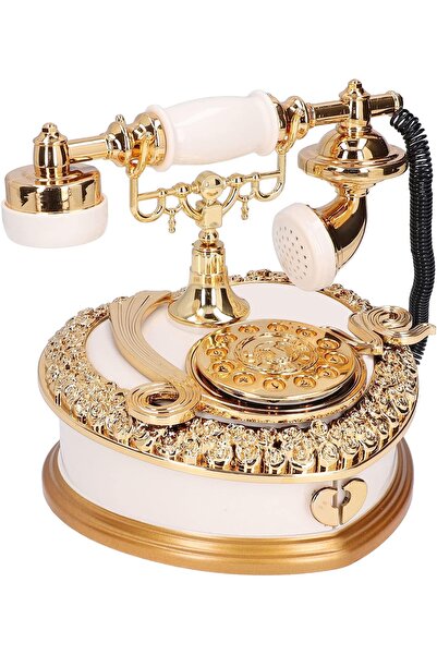 Wolawood Antique Style Gold Detailed White Heart Motif Nostalgic Telephone Ha...