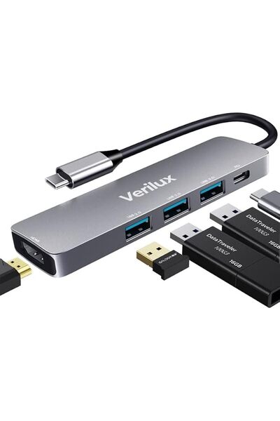 GENERAL Elephant Boat ®   5 in 1 USB C Hub Multiport Aluminum Hub Dock with 4...