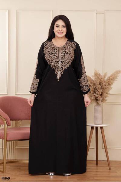 M&O 2 Elegant Jalabiya with Royal Blue Embroidery, Featuring a Loose and Comf...