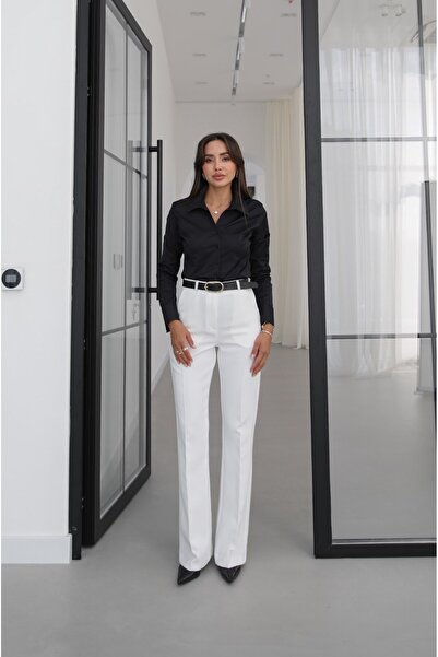 Havoş Ecru Raven Belted Spanish Flare Pants