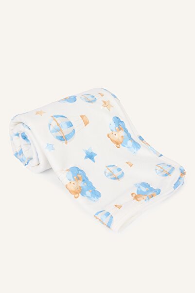 DeFacto Warm 100% Cotton Fleece Lined Double-Sided Newborn Blanket for Baby B...