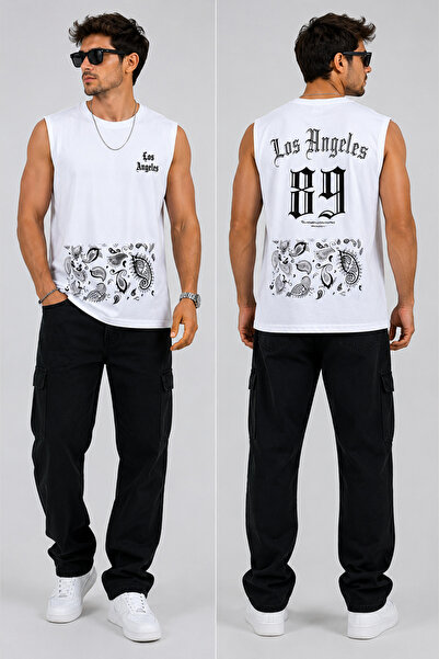 Trend Mixs Men's Sleeveless Printed T-Shirt Crew Neck Relaxed Fit Sports Athlete
