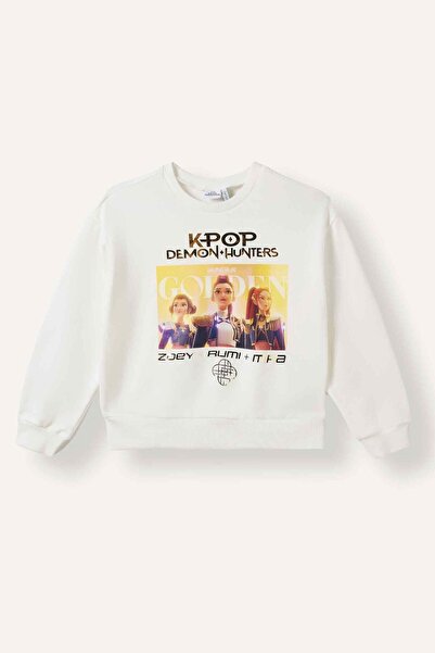 DeFacto Kpop - Demon Hunters Relax Fit Printed Crew Neck Sweatshirt Girls I35...