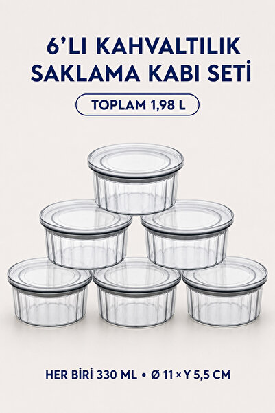 6’lı 330 ml Kapaklı Kahvaltılık Saklama Kabı Seti