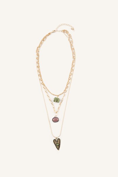 DeFacto Women's Charm Detailed Multi-Strand Necklace I4281Axns