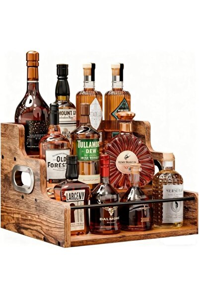 GENERAL Portalof Liquor Bottle Storage Rack Wooden Multi-Layer Display Shelf ...