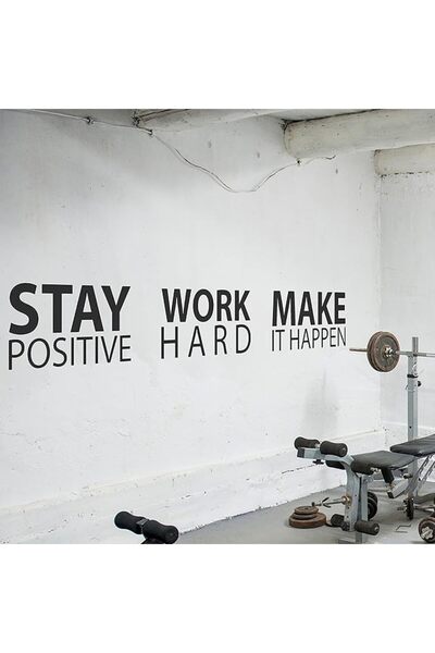 ASKIND ملصق حائط ملهم كبير بعبارة "Stay Positive Work Hard Make it Happen"، د...