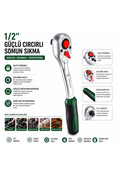 Genel Markalar Bosch 1 600 A03 17V 1/2" Cırcır Somun Sıkma Anahtar Kolu- 6'li...