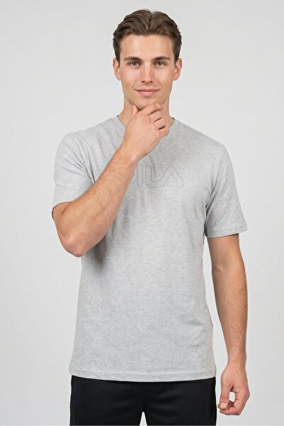 FILA Men Sportswear Fit Short Sleeve Outdoor T-Shirt, Heather Grey