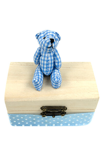 LoreBebe Prima Strand Wooden Box, "Checkered Teddy Bear" model, Navy Blue col...
