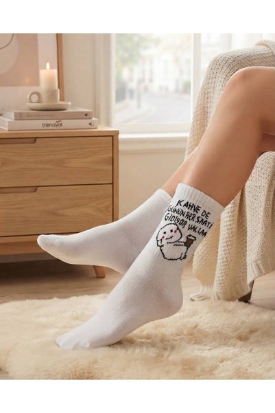 desieralove desenli yazılı unisex soket çorap
