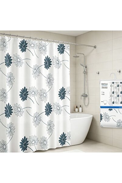 Kmt Style Κουρτίνα μπάνιου με σχέδια, 180×180 εκ., από ελαφρύ υλικό, με προ-τ...