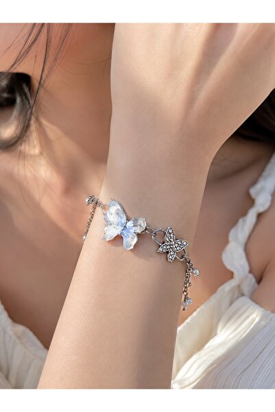 KİRAZ ÇİÇEĞİ JEWELRY Kore Tarzı Işıl Işıl BUZ Kelebekli Bileklik