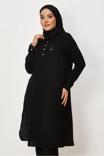 Alvina Shirt Collar Muslin Tunic 46732