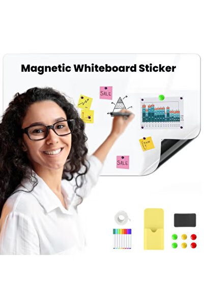 GGEROU Magnetic Self‑Adhesive Whiteboard Sticker 120*150cm, Dry Erase Board f...