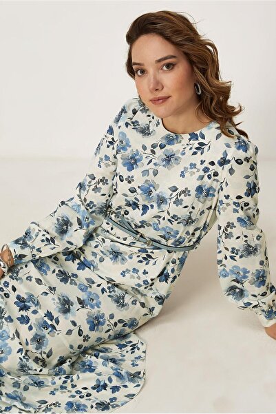 Alvina Belted Flower-Patterned Dress 46555