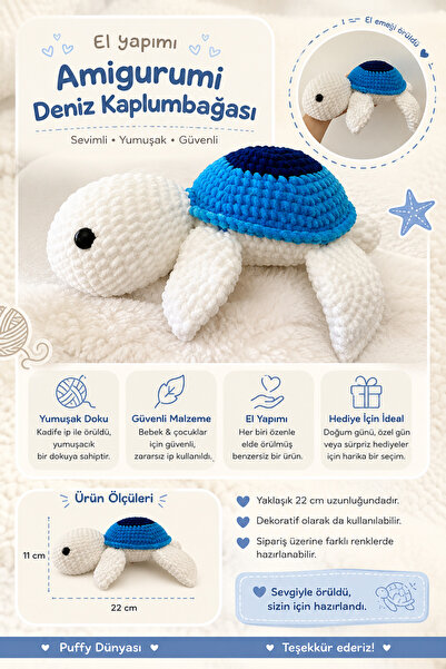 Mavi Amigurumi Kaplumbağa