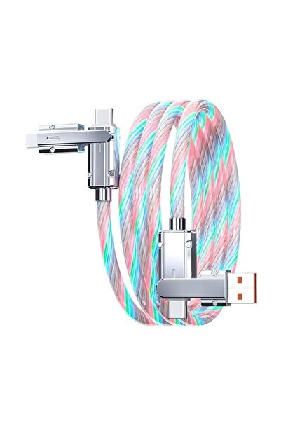 GENERAL Glowing USB Charger Cable 4 in 1 Multi USB A/Usb C to USB C Pd Fast C...