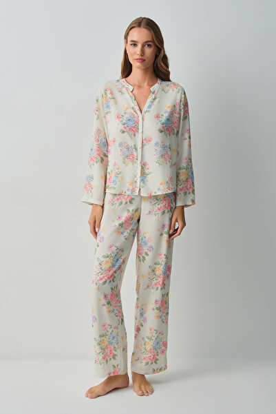 SUWEN Fleur Gömlek Yaka Pijama Takımı