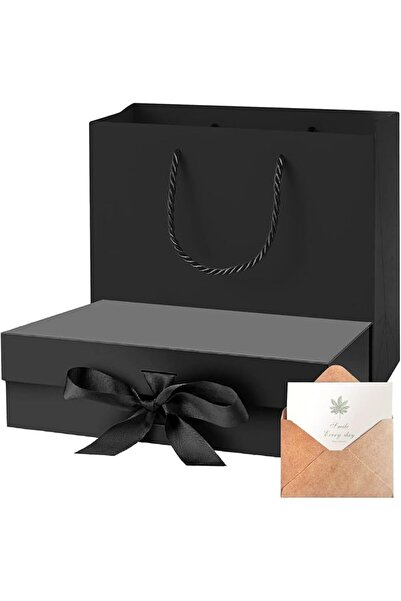 THMINS صندوق هدايا بإغلاق مغناطيسي وشريط قابل للطي مقاس 26 × 19 × 8 سم، صندوق...