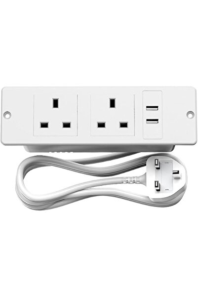 GENERAL 4-Outlet Power Strip (2 Ac + 2 Usb-A) - Hidden Wall Charger with 1.5m...