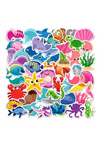 Flippy Set 50 Stickere Decorative, Flippy, Tema Lumea Marina, Personaje si An...
