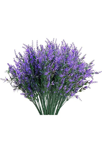 TERRIFI 12 Bundles Artificial Lavender Flowers, Uv Resistant Artificial Green...
