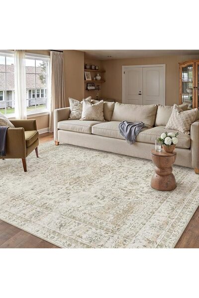 GENERAL Purecozy Rectangular Carpet, Brown Textile, Large Carpet, Machine Des...