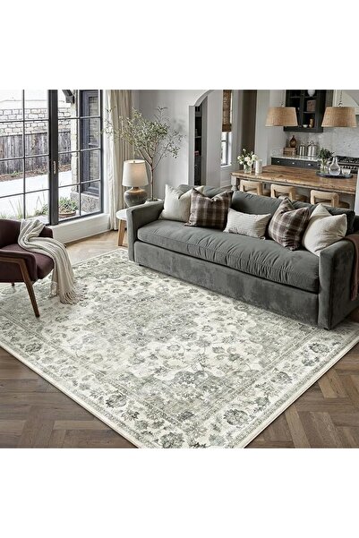 GENERAL Beaucouzzi Rectangular Pp Beige Large Machine Made Non-Slip Washable ...