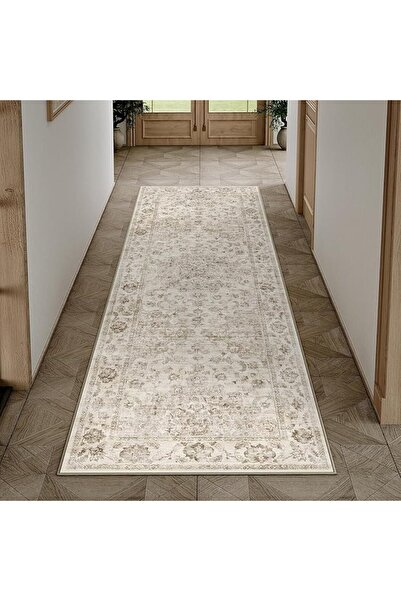 GENERAL PureCozy Vintage Runner Rug 60x240cm Beige Washable Kitchen Runners