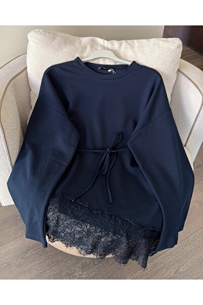 Genel Markalar Eteği Dantel Detaylı Sweatshirt