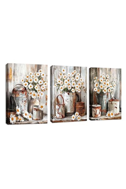 ALAYRA International Signtouch Rustic White Daisy Floral Wrap Framed Wall Art...