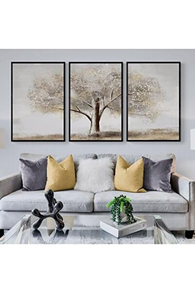 ALAYRA International Signtouch Gray Abstract Minimalist Wall Art 3-Piece Blac...