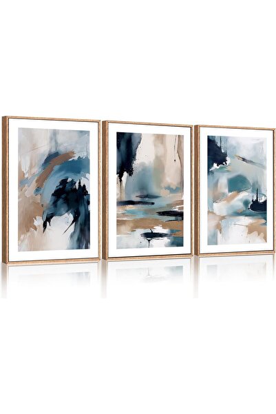 ALAYRA International Signtouch Blue Navy Watercolor Textured Wall Art 3-Piece...