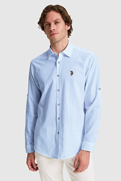U.S. Polo Assn. Men's Light Khaki Long Sleeve Basic Shirt 50320262-Vr183