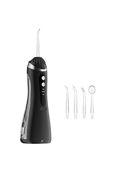 MACVI Cordless Water Flosser, 1600 Pulses/Min, 4 Tips, 200 ml, Black