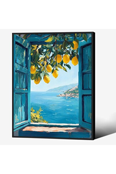 ALAYRA International Signtouch Mediterranean Lemon Coastal Seascape Wall Art ...