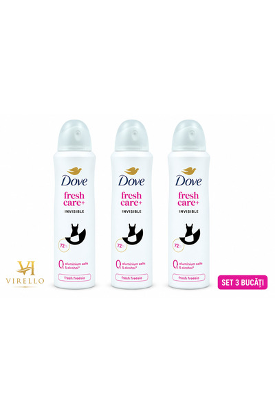 Dove Σετ 3 x Αποσμητικό Σπρέι Fresh Care+ Invisible Fresh Φρέζια, 150 ml, Προ...